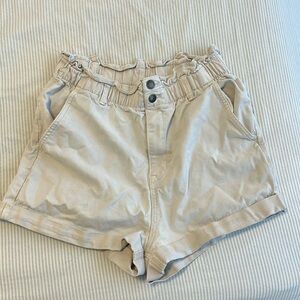 Cream Colored Stretchy Cargo Material Shorts by Universal Thread (Target)